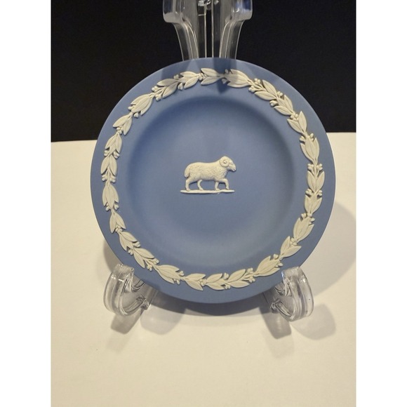 Wedgwood Other - Wedgwood Blue Jasperware Ram Mini Plate Plaque Made in England 4"